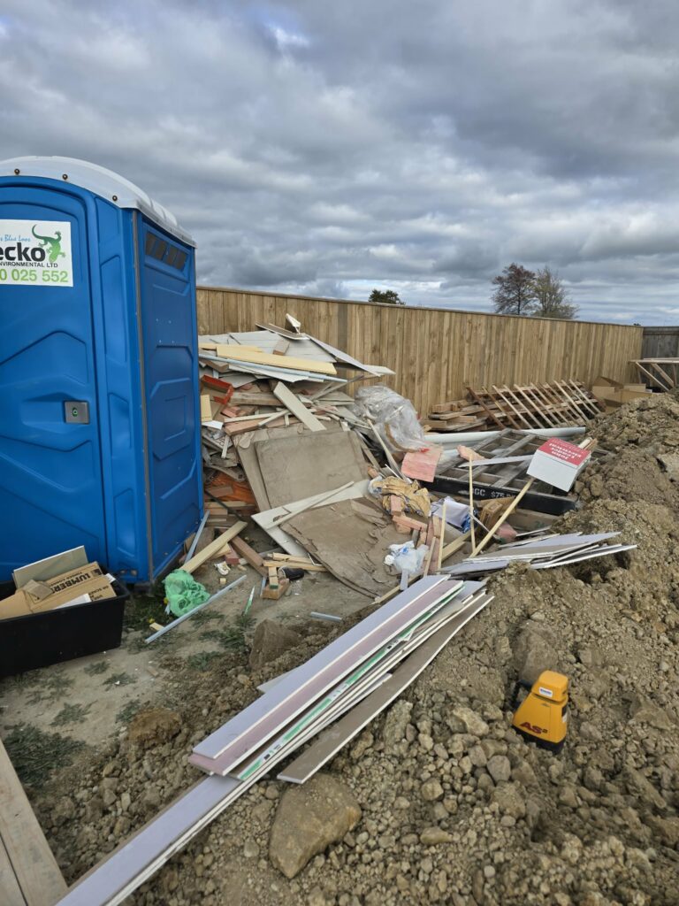 Building and renovation waste at a Feilding worksite before removal